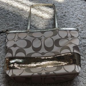 Coach gold handbag with sequined detail